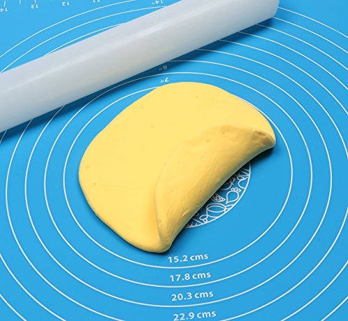 ilauke DIY Silikonpad Teigmatte 50*40cm mit Größe Zeichnen und Teigroller 33cm Ausrollstab Silikon-Arbeitsmatte Fondant ausrollen Tortendeko Ausstecher Ausstechform Modellierwerkzeug (set blau) - 9