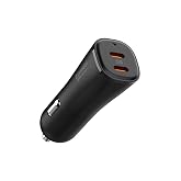 Spigen 50W USB-C 2 Port In-Car Fast Charger PPS Support Current Protected Power Adapter Lighter Holder for iPhone & Android & iPad &