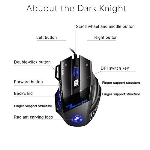Apedra Wired Optical Gaming Mouse Dark Knight X7 luz de respiraci n LED Dazzle 4 ratones DPI ajustables 7 botones programables Gaming Mice para Windows XP Vista 7 8 10 MAC OS X reviews Apedra Wired Optical Gaming Mouse Dark Knight X7 luz de respiraci n LED Dazzle 4 ratones DPI ajustables 7 botones programables Gaming Mice para Windows XP Vista 7 8 10 MAC OS X