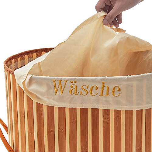 Wäschekorb in Bambusoptik natur oval 100 Liter hellbraun - 4