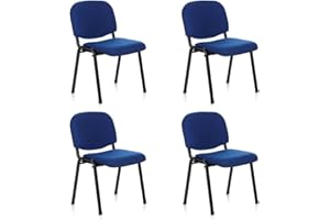 hjh OFFICE 4X Silla de confidente Silla de visitante XT 600 Tela Lote de 4 tapizadas Respaldo ergonómica Apilable Azul