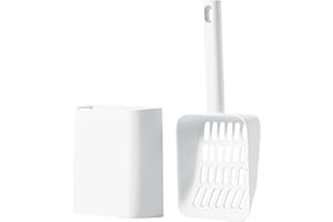 MZFANG Pelle à litière pour Chat avec Support Kitty Litière Scoop Pelle en Plastique Fournitures de Nettoyage Animal tamisage Scooper poignée Hygiènes pour Maison Toilette Chats (Blanc)
