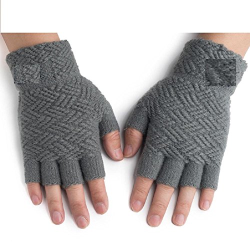 Hommes moitié extérieur tricot mitaines de laine hiver chaud