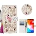 Produktbild OnePlus 6T Flash-Handyhülle,One Plus 6T Luxus Glitzer Bling Premium PU Leder Handyhülle Brieftasche Magnetisch Folio Flip Etui Brieftasche Hülle Schutzhülle Tasche Case mit 3D Wo Blume Mädchen