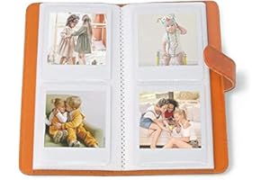 Berfea Mini álbum de fotos Compatible con Fujifilm Instax Square SQ6/SQ1/SQ10/SQ20 Cámara instantánea y SHARE SP-3 Printer, 80 bolsillos premium de piel sintética cartera de película -Naranja