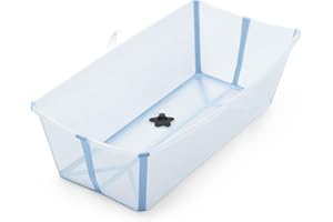 Stokke Flexi Bath X-Large, Ocean Blue - Spacious Foldable Baby Bath - Lightweight & Easy to Store - Convenient to Use at Home or When Travelling - Best for Ages 0-6 Years