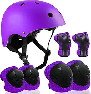 ZLEIOUY Kids Helmet Pad Set Elbow Knee Wrist Pads for Sports Protective Gear Set Adjustable Safety Set for 3~10yrs Girls Boys Toddler Child Bike Cycling Skating Roller Scooter Outdoor Sports