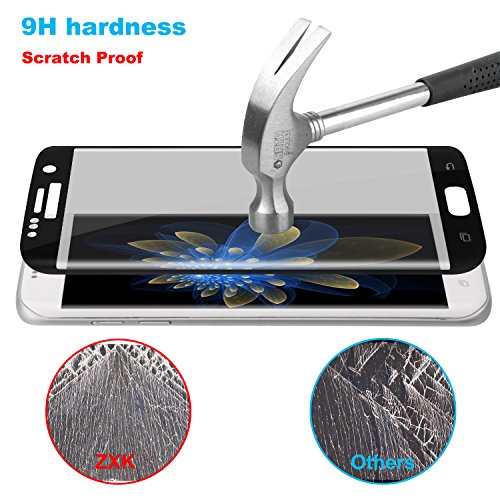 Galaxy S6 Edge Plus Panzerglasfolie, ZXK CO 9H Hartglas Tempered Glass 3D Curved Screen Protector Full Coverage Hartglas Schutzfolie für Samsung Galaxy S6 Edge Plus 100% durchsichtiger Panzerglas Screen Protector 3D Touch – Rahmen Schwarz - 3