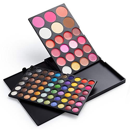 VALUE MAKERS® 82 Farbe Make up Paletten Kit – 60 Farbe Lidschatten-Palette + 16 Farbe Lip Gloss + 3 Farbe Blusher + 3 Farb Contour Kit + Make up Pinsel - 5