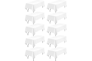 Lumaycens 10 Pack White Polyester Tablecloths,60 x 102 Inch for 6ft Rectangle Table Cloth Washable and Reusable Stain and Wrinkle Resistant for Wedding Party Banquet Camping Restaurant Decoration