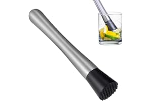Xinlie Vin Mélangeur Bâton Mélangeur bâtonnet vin Outil Acier Inoxydable Muddler Pilon à Cocktail en Acier Inoxydable Cocktail de Pilon en Acier Inoxydable Cocktail pour Cuisine Bar Restaurant 21cm