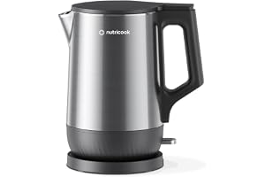 Nutricook Stainless Steel Electric kettle 1.7L, 1800W, Patented U-shaped rust resistant interior with 3-dimensional fast heating technology, surgical grade steel, NC-USK501,2-Year Warranty