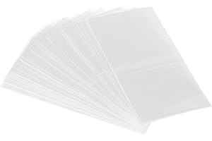 PATIKIL 82x40mm Perforado Retráctil Bandas, 400 Paquete PVC Calor Retráctil Envoltura Banda Ajuste Tapa Diámetro 1.85 a 2.01 Pulgadas para Frascos Latas, Trasparente