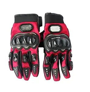 Motoway Pro Biker Bike Riding Full Gloves (Size L,Colour Red) for TVS Apache RTR 160