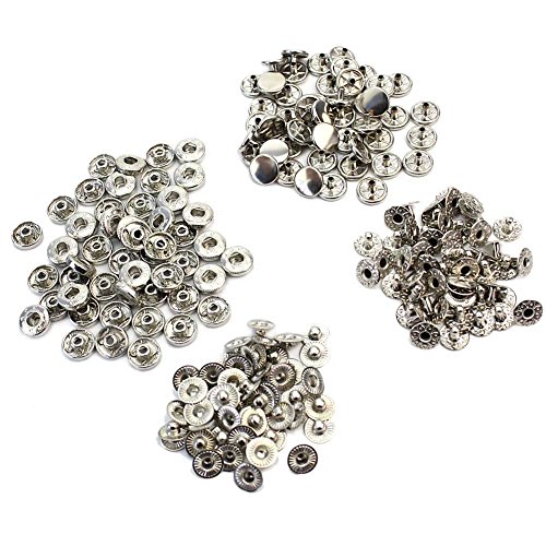 Pinzhi 50 Stück 10mm Silberfarbe Metall Snap Presse Verbindungselemente Nieten ohne Nähen Knöpfe neu - 2