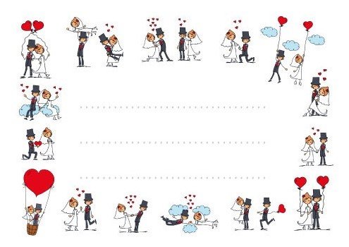 Lustige Tischkarten / Platzkarten / Namenskarten für Ihre Hochzeit SET 1, bestehend aus 10 St. - hochwertiger Bilderdruck auf festem Karton, perfekt für junge und junggebleibene Hochzeitspaare