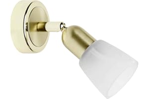 Lampada BRILLIANT Sofia spot a parete in ottone/alabastro bianco | 1x D45, E14, 40W, adatto per proiettori a caduta (non inclusi) | Scala da A ++ a E | Testa orientabile