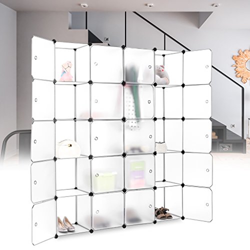 LANGRIA Stufenregal 20-Kubus Regalsystem Lagerregal Kleiderschrank Garderobe mit Transluzenten Platten für Kleidung, Schuhe, Spielzeug und Bücher - 9