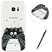 Produktbild Samsung Galaxy S7 Hülle,Feeltech Weiche Ultra Dünn Crystal Clear Gel TPU Bumper Flxible Silikon Handyhülle Durchsichtige Schutzhülle mit Schöne Zeichnung Gedruckte Design Anti-Scratch Shock-absorber [with Frei Schwarz Stylus] Perfekte Passform für Samsung Galaxy S7 - Schwarze weiße Katze