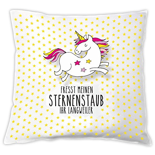 Einhorn Kissen "Fresst meinen Sternenstaub Ihr Langweiler" - Zierkissen Dekokissen Geschenkidee Geschenk Geschenkidee für sie * Freundin * Einhorn Fan Artikel & Geschenkidee