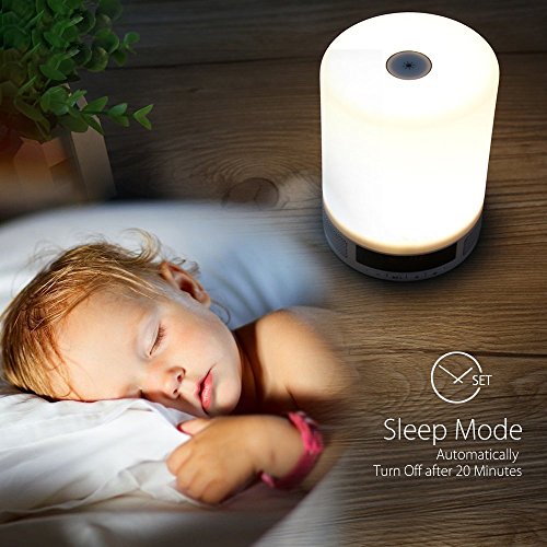 LUJII Bluetooth Lautsprecher Wireless Lautsprecher Lampe Lautsprecher Neueste Intelligente Tragbares Bluetooth Lautsprecher Multi Funktion Musik Sound Box LED Kinder Nachtlicht Touch Control Lamp (4 Dimmstufen Touch Lighting Sensor Schalter Augenschutz Lichtquelle) und Wecker Alarm mit Eingebauten Wiederaufladbaren 1800mAh Batterie – TF Karte Unterstützt – Freisprecheinrichtung – USB Charging Bluetooth Speaker Geeignet für den Innen und Außengebrauch Kids Home Deco Arbeiten Lesen Camping usw - 7
