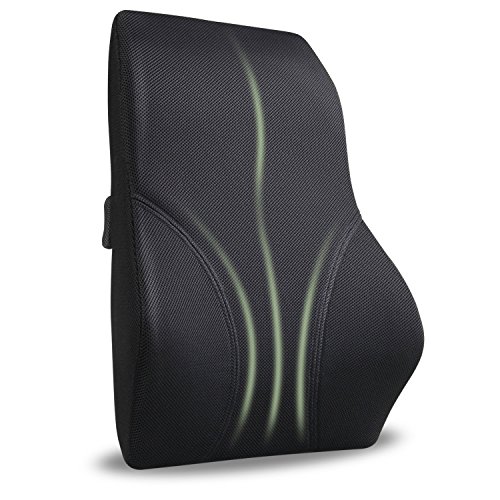 amzdeal Rückenkissen Rückenunterstützung Kissen Lendenkissen für Bürostuhl und Chefsessel Schwarz