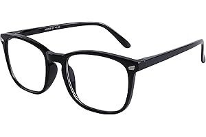 DOOViC Blaulichtfilter Lesebrille Eckig Rahmen Große Gläser Brille mit Sehstärke