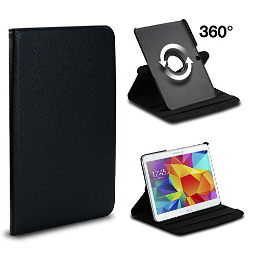 subtel® Smart Case Compatible con Samsung Galaxy Tab 4 10.1 (SM-T530 / SM-T531 / SM-T533 / SM-T535) Cuero Artificial Funda Flip Cover Case Negro