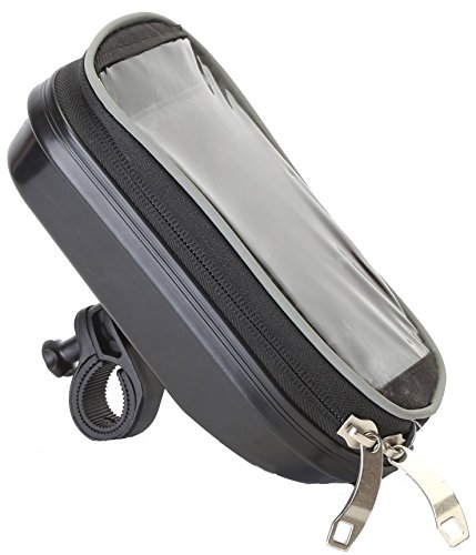 BTR Lenkrad Fahrradtasche und Handyhalterung im Hartschalengehäuse – durchsichtige PVC Oberfläche – wasserfest – schwarz - 9