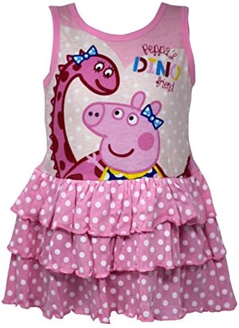 Licensed Peppa Pig Cotton Dress for Girls 2-8 Years in Pink Sleeveless (Pink, 3 Years (Length 49cm))