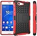 Produktbild Nnopbeclik Sony Xperia Z3 Compact /Z3 Mini Hülle, Dual Layer Rugged Armor stoßfest Handy Schutzhülle Silikon Tasche für Sony Xperia Z3 Compact /Z3 Mini - Rot + 1x Display Schutzfolie Folie
