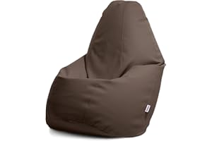 Avalon - Pouf Poltrona Sacco Grande in Similpelle Jazz, Puffo per Sedersi Ergonomico da Interno, Pouf a Sacco Impermeabile, Comoda Poltrona a Sacco Moderna, Made in Italy(80x80x125cm-Testa di moro)