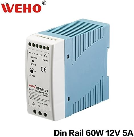WEHO 220V AC to 12V DC 60W DIN Rail SMPS Conveniently Disassembled Power Supply MDR-60-12