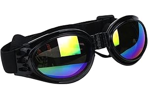 tinysiry Gafas de Sol para Perros, polarizadas Perros Raza pequeña con Correa Ajustable, protección UV, Gafas a Prueba Viento, Mascotas Andar en Bicicleta, Senderismo, Negro