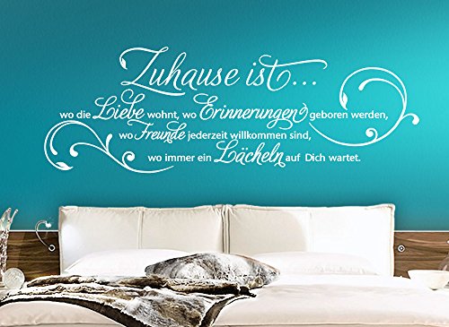 Wandora G027 Wandtattoo Wandaufkleber Wandsticker Zitat Zuhause ist wo die Liebe wohnt … Familie Liebe Lächeln Blumenranke braun (BxH) 120 x 42 cm - 4
