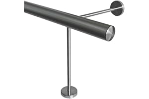 TIBU Podnóżek V2A ze stali nierdzewnej Ø 33,7 mm, 30-590 cm, długość = 200 cm, 3 pary uchwytów 25/25 cm, drążek barowy