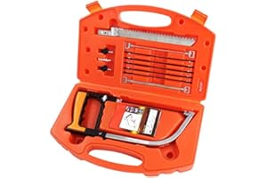 ZIMAIC Handsäge Bügelsäge Set, 15-in-1, Multifunktions, mit 8 HSS Stahl Sägeblätter, Einstellbarer Rahmen, Universal Metallsäge für Outdoor Camping, Küche, Glas, Fliesen, Holz, Metall, Kunststoff