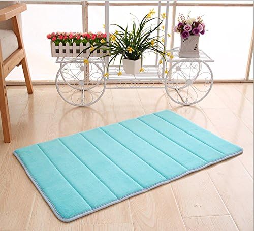 jinyouju Bath Rug Non-slip Absorbent Soft Memory Foam Bathroom Carpet Shower Floor Mat (S, Blue)