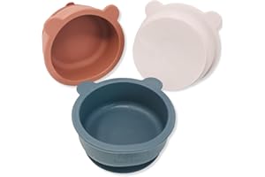 Bubba Bear Silikon Baby Schüsseln mit Saugnapf, Kinderteller mit Saugnapf-Fuß, rutschfester Esslernteller für Babys und Kleinkinder ab 6 Monaten, Silikon Baby-Teller Set für Kleinkinder Kinder