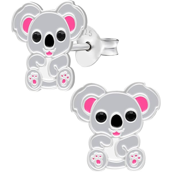 I07 Rimorchio Koala Orsacchiotto Con Rosa Argento Sterling 925