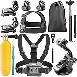 Neewer 8-en-1 Kit de Accesorios para Gopro Deportes cámaras, el Kit Incluye: Cabeza Monte + Pecho Monte, Manija Monópode + Soporte + empuñadura Mango Flotante y más