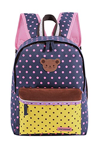 Preisvergleich Produktbild La vogue Gepunkt Kinderrucksäcke Segeltuch Schulrucksack Reisetasche 34*26*11cm (Blau)