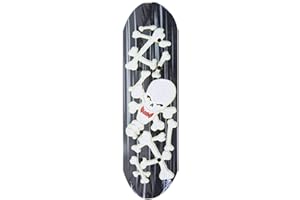 QUICKDRAW SUPPLIES Kids Beginner Stunt Skateboard 17" Practice Skate Deck Trick Board (Black Skull & Cross Bone Skateboard)