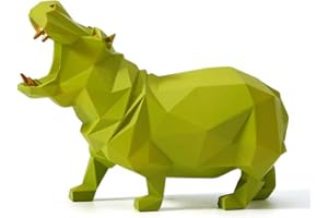 HAUCOZE Amoy-Art Hippo Figura Decorativa Modern Escultura Arte Animal Regalo Interior Salon Estatua Resina Verde 20cm