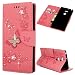Produktbild XA2 Ultra Handyhülle Sony Xperia XA2 Ultra Hülle Glitzer Schmetterling Strass Leder Tasche Muster Flipcase Cover Silikon Schutzhülle Handytasche Skin Ständer Klapphülle Schale Bumper Magnet-Rosa