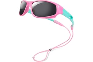 Hifot Polarisées Lunettes de Soleil pour Enfant Anti UV400 Lunettes de Soleil Monture en Caoutchouc Flexible Lunettes de Sport Mixte pour 3-10 Ans Fille et garçon