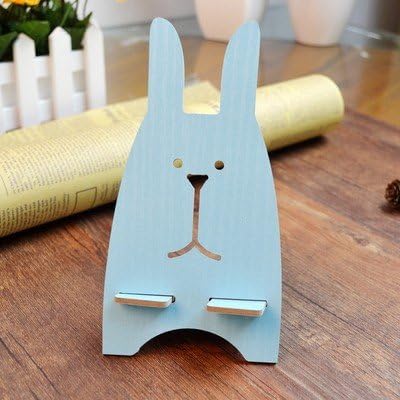 Didcant Wooden Rabbit Phone Holder (Rabbit, Blue)