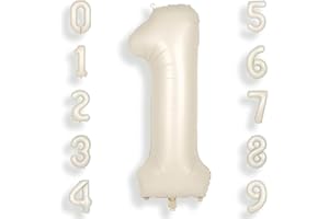 HIAOEY Number 1 Balloons Cream 40 inch, Jumbo Digital Foil Mylar Balloon for Birthday Party Wedding Anniversary Celebration Decoration