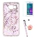 Produktbild Samsung Galaxy A3(2016) Hülle,Galaxy A310 Case glitzer,TOYYM 3D Glitter Dynamisch Flüssig Handyhülle für Samsung Galaxy A3(2016) A310,Hart PC Durchsichtig Hardcase Bumper Soft Rahmen Kristall Klar Schutzhülle Sparkle Love Hearts Stars Handytasche Hülle Etui Case Cover+1x Kapazitive Feder+1x Bildschirmschutz+1x Staubstecker-Rosa