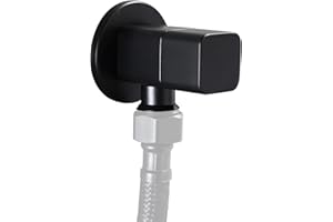 HAPIVIDA Square Angle Stop Valve, G1/2" Brass Matte Black Shut Off Valve Mixer Water Stop Valve for Bathroom Toilet Washbasin